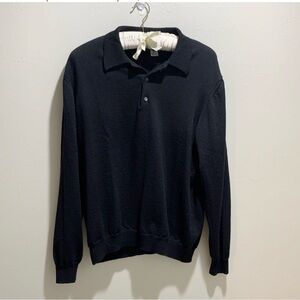 Alfani Mens 100% wool black collared pullover XL made in Italy